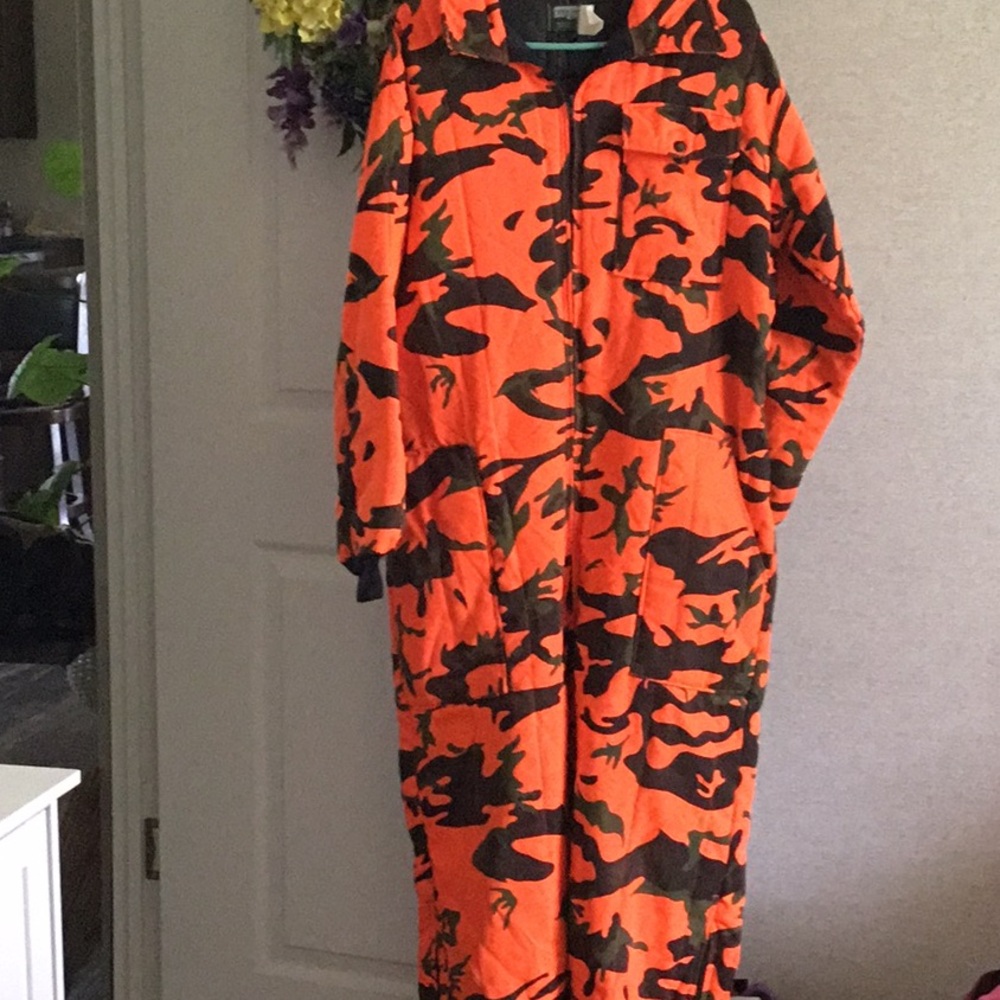 Orange & Black Camouflage Hooded Jumpsuit